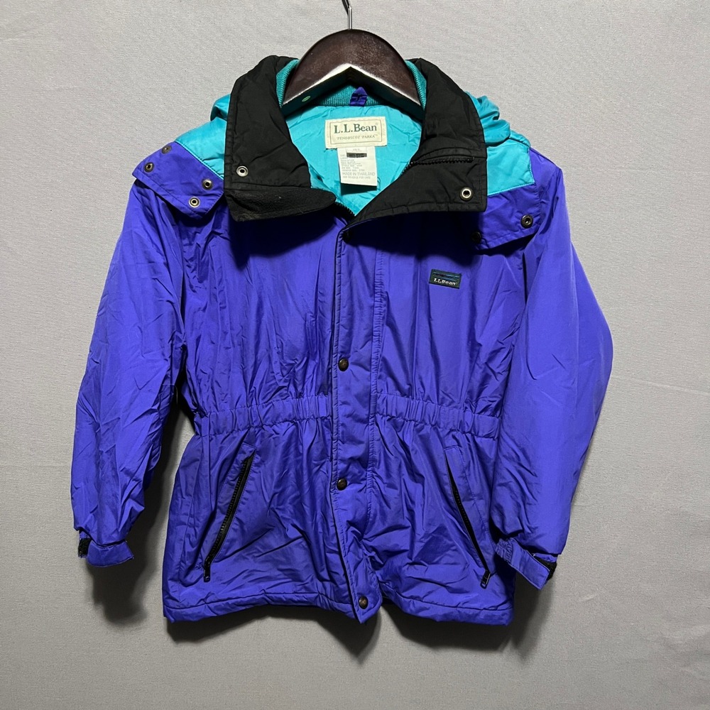 LL Bean Kids Penobscot Parka Vintage Purple Teal Thinsulate Jacket Size M 10-12